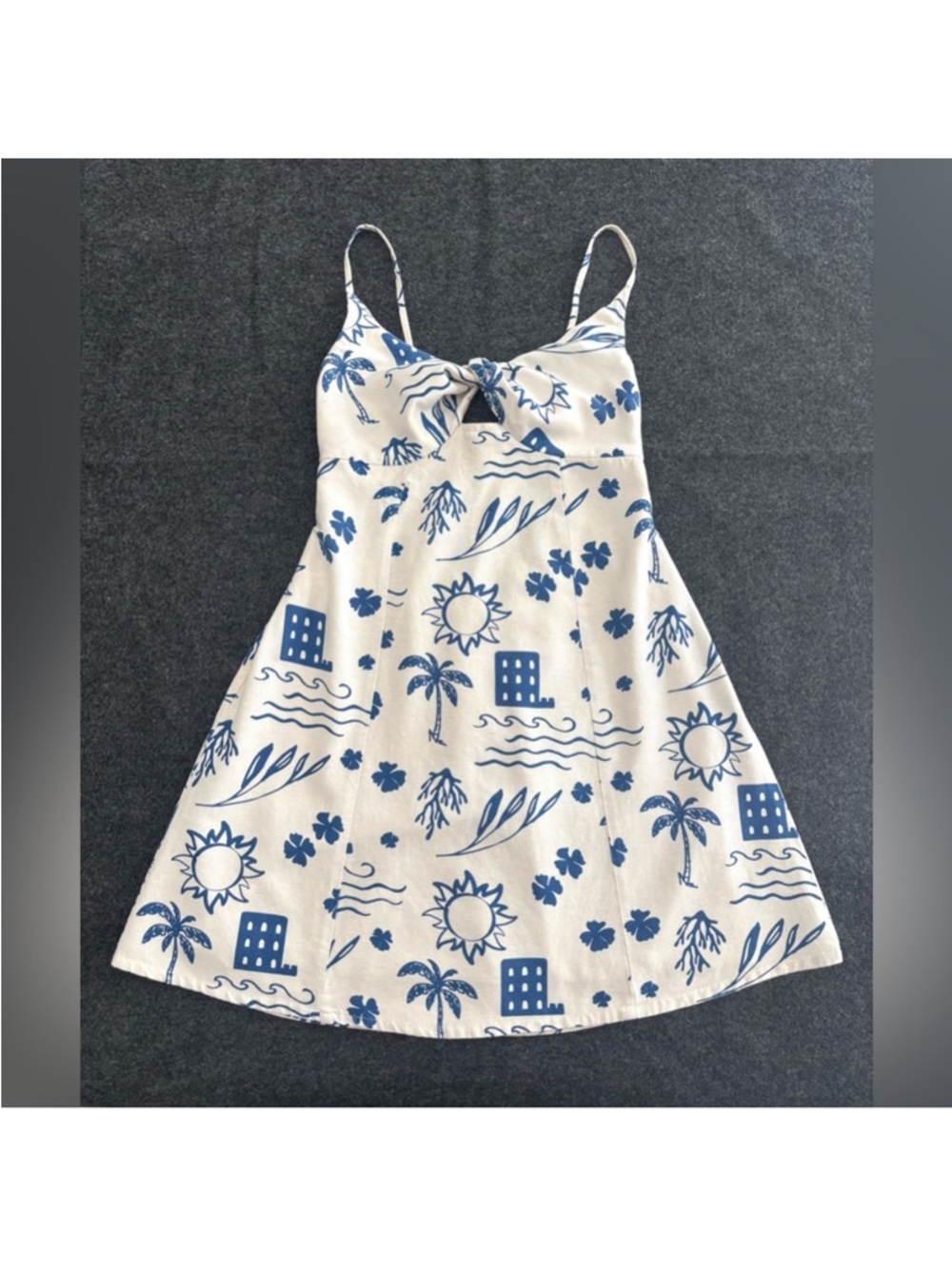 Jessica Simpson Mini Dress‎ Coastal Beachy Smocked Back Spaghetti Straps Size XS